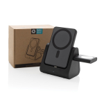 Recycled plastic wireless charger with 3-in-1 charging stand black colour