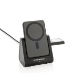 Recycled plastic wireless charger with 3-in-1 charging stand black colour