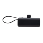 Portable power bank in recycled plastic with loop cable, 3,000 mAh black colour