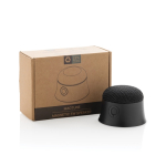 Magnetic speaker in recycled plastic that doubles as phone stand black colour