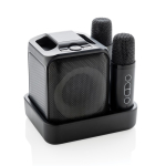 Recycled plastic karaoke set with two microphones and 5 W speaker black colour