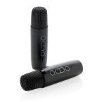 Recycled plastic karaoke set with two microphones and 5 W speaker black colour