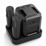Recycled plastic karaoke set with two microphones and 5 W speaker black colour