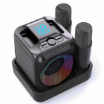 Recycled plastic karaoke set with two microphones and 5 W speaker black colour