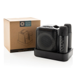 Recycled plastic karaoke set with two microphones and 5 W speaker black colour