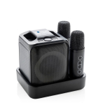 Recycled plastic karaoke set with two microphones and 5 W speaker black colour