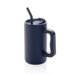 Elegant thermal mug in recycled stainless steel, 800 ml navy-blue colour