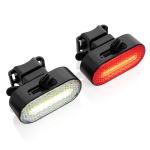 Set of two recycled plastic bike lights with 5 light modes black colour