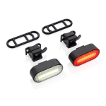 Set of two recycled plastic bike lights with 5 light modes black colour