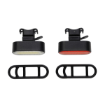 Set of two recycled plastic bike lights with 5 light modes black colour