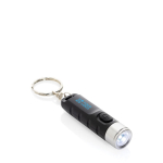 Recycled plastic keyring torch with 3 light modes black colour