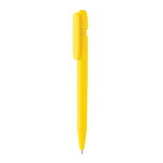Recycled plastic pen with 1 km writing capacity, blue ink yellow colour