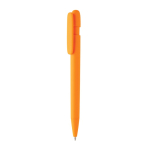 Recycled plastic pen with 1 km writing capacity, blue ink orange colour