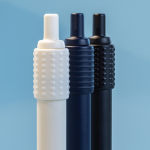 Recycled plastic stress-relief pen with blue Dokumental® ink white colour