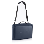 Anti-theft RPET backpack convertible into laptop briefcase, 16” navy-blue colour
