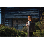 Anti-theft RPET backpack convertible into laptop briefcase, 16”