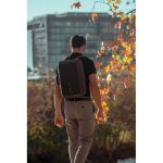 Anti-theft RPET backpack convertible into laptop briefcase, 16”