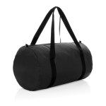 Foldable RPET sports bag with storage pouch black colour