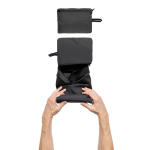 Foldable RPET sports bag with storage pouch black colour