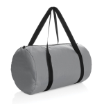 Foldable RPET sports bag with storage pouch grey colour