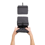 Lightweight foldable RPET backpack with front pocket black colour