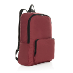 Lightweight foldable RPET backpack with front pocket red colour