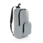 Lightweight foldable RPET backpack with front pocket grey colour