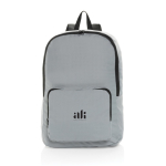 Lightweight foldable RPET backpack with front pocket grey colour
