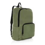 Lightweight foldable RPET backpack with front pocket green colour