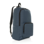 Lightweight foldable RPET backpack with front pocket navy-blue colour