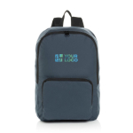 Lightweight foldable RPET backpack with front pocket navy-blue colour