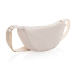 Adjustable crossbody bag in recycled polyester with large compartment beige colour