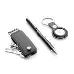 Key organiser set with keyring and blue ink pen black colour