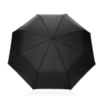 Compact automatic RPET umbrella with wooden handle, Ø97 cm black colour