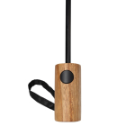 Compact automatic RPET umbrella with wooden handle, Ø97 cm black colour