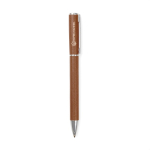 Recycled aluminium twist pen, blue ink brown colour view with logo