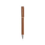 Recycled aluminium twist pen, blue ink brown colour printing view
