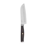 Santoku knife in recycled stainless steel and wood, 14 cm blade silver colour
