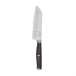 Santoku knife in recycled stainless steel and wood, 14 cm blade silver colour