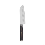 Santoku knife in recycled stainless steel and wood, 14 cm blade silver colour