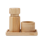 Scandinavian-style salt and pepper set in ash wood brown colour
