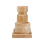 Scandinavian-style salt and pepper set in ash wood brown colour