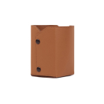 Synthetic leather and polyester pencil pot with snap buttons brown colour