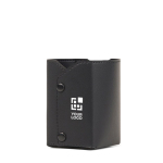 Synthetic leather and polyester pencil pot with snap buttons black colour