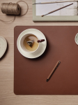 Desk mat in synthetic leather and recycled polyester brown colour