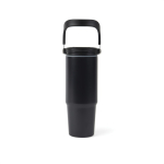 Recycled stainless steel thermal bottle with handle, 880 ml black colour