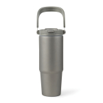 Recycled stainless steel thermal bottle with handle, 880 ml grey colour