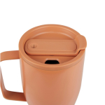 Recycled stainless steel bottle with straw, 800 ml orange colour