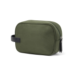 Soft-touch recycled polyester toiletry bag with side handle green colour