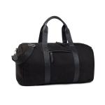 Recycled polyester travel bag with internal pocket black colour
